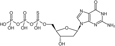 Structural formula of dGTPαS (2'-Deoxyguanosine-5'-(α-thio)-triphosphate, Sodium salt; (Mixture of Rp and Sp isomers))