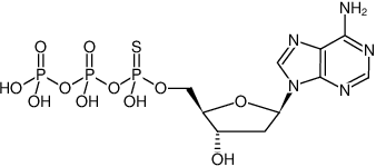 Structural formula of dATPαS (2'-Deoxyadenosine-5'-(α-thio)-triphosphate, Sodium salt; (Mixture of Rp and Sp isomers))